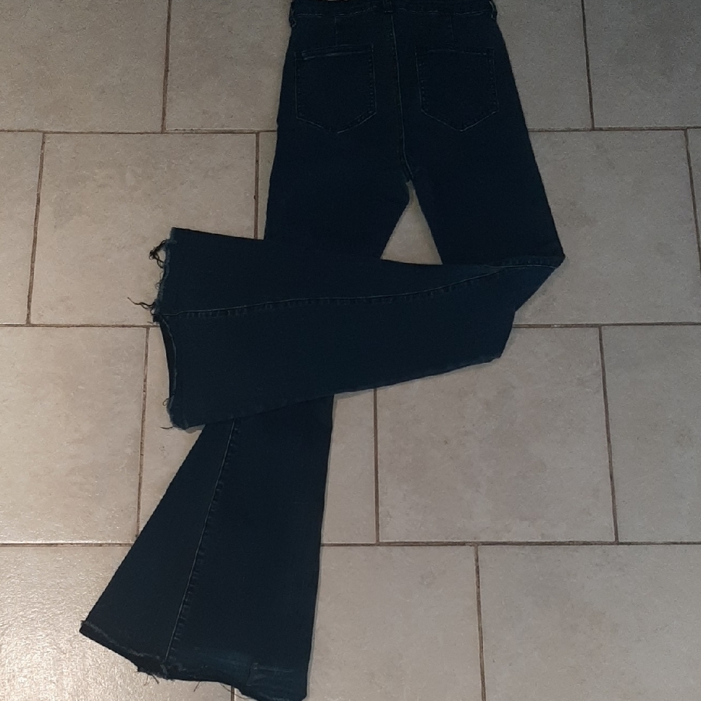 70'sThree🐦Bird🐦Nest Y2K☮HIPPIE Midnight Blue VINTAGE FLARE Jeans Sz XS/S - Picture 11 of 11